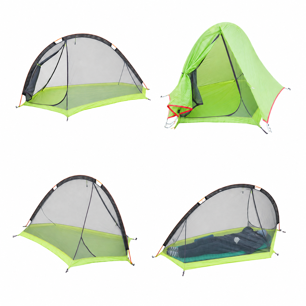 Ultralight 1 Person Single Pole Double Side Tent, Portable Lightweight Backpacking Tent for Short Hiking Camping