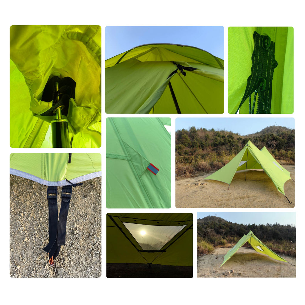 Large A Tower Tent 70D Jacquard Nylon PU3000 Waterproof Event Camping Shelter for Family Group Commercial Use