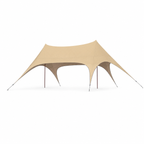 Large 6-Arm Double Peak Curved Camping Canopy, Waterproof Sun Shade Tent for Outdoor Camping