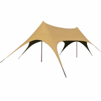 Large 6-Arm Double Peak Curved Camping Canopy, Waterproof Sun Shade Tent for Outdoor Camping