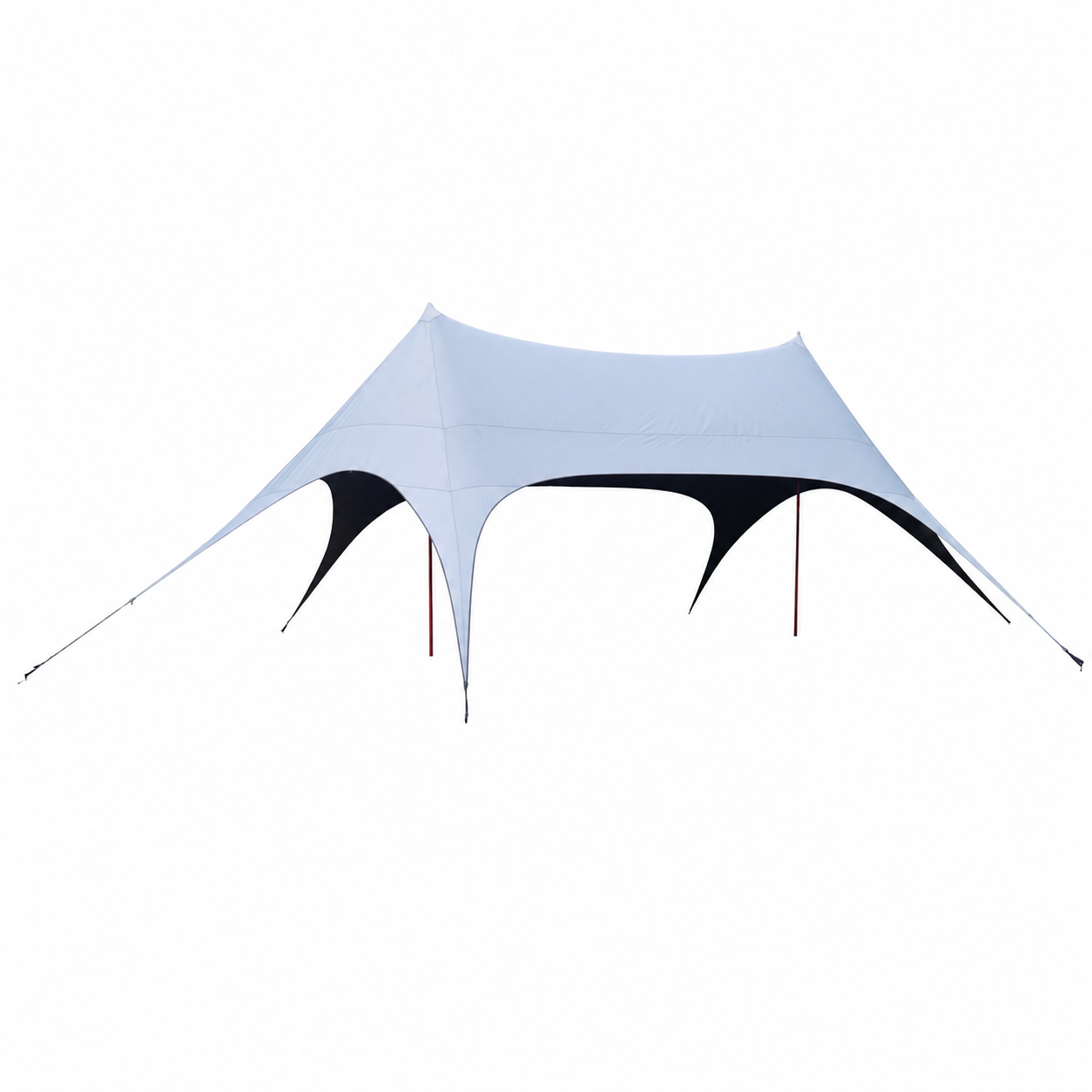 Large 6-Arm Double Peak Curved Camping Canopy, Waterproof Sun Shade Tent for Outdoor Camping