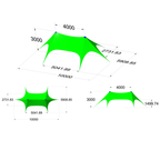 Large 6-Arm Double Peak Curved Camping Canopy, Waterproof Sun Shade Tent for Outdoor Camping