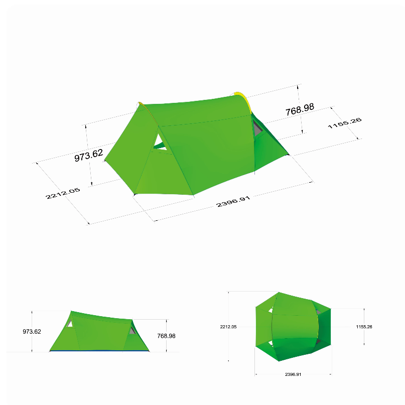 Small Batch Custom Ultralight Two Person Tunnel Tent, Original Independent Design