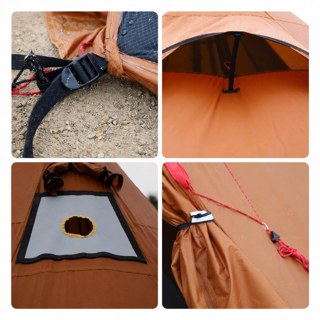 Stock Large Pyramid Camping Tent PU3000mm Waterproof Flame Retardant 40D Nylon Bell Tent